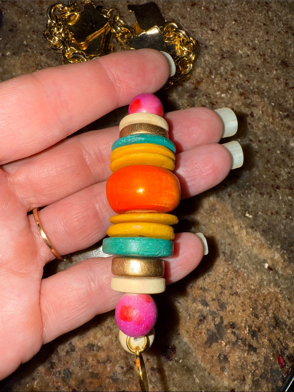 Audra Style~Colorful Beaded Stretch Bracelet with Gold Charm - Picture 4 of 4